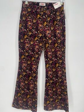 NWT Wrangler Corduroy Fierce Flare High Rise Dark Bohemian Floral Retro Jeans